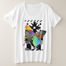 Plus Size Women Butterfly Floral Graphic T-Shirt