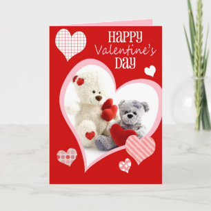 Plush Bear Couple, Cute Valentine's Day Greeting Holiday Card