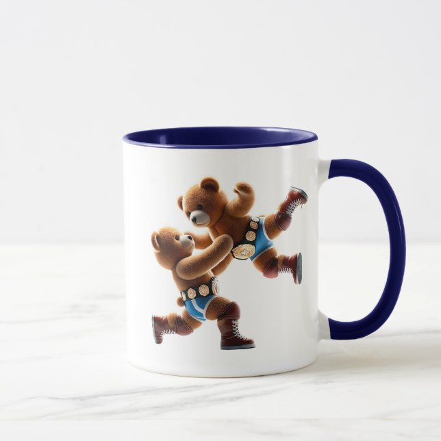 Plush bears wrestlers in action. mug (Right)