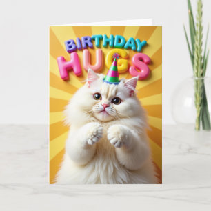 Plush Cat Birthday Hat Card
