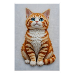 Plush Embroidered Cat Poster