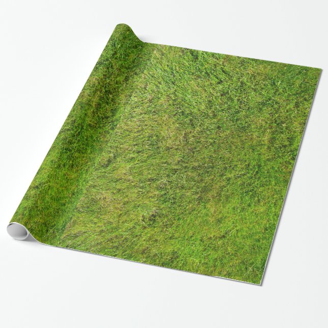 Plush Green Grass Pattern Texture Background Wrapping Paper (Unrolled)