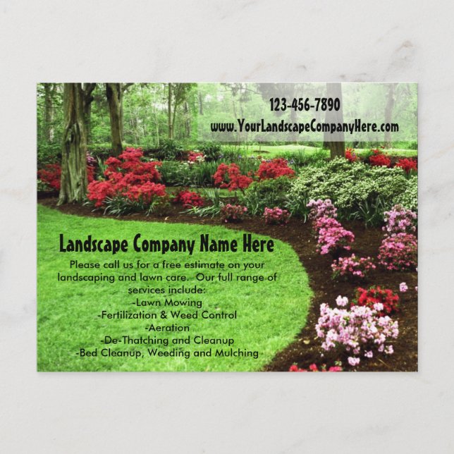 Plush Green Landscape Lawn Care Business Postcard (Front)