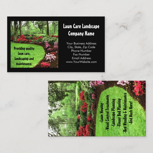 Plush Green Landscape Lawn Care Landscaping Business Card (Front/Back)