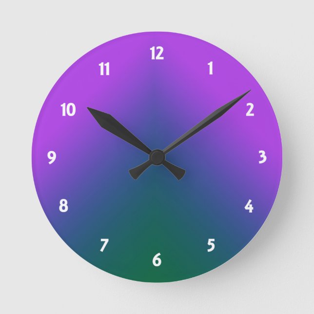 Plush Peacock Ombre Round Clock (Front)