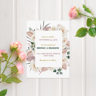 Plush-Pink Floral Blooming Wedding Invitation