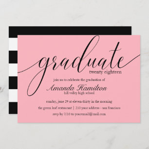 Plush Pink typography Graduation Invitation
