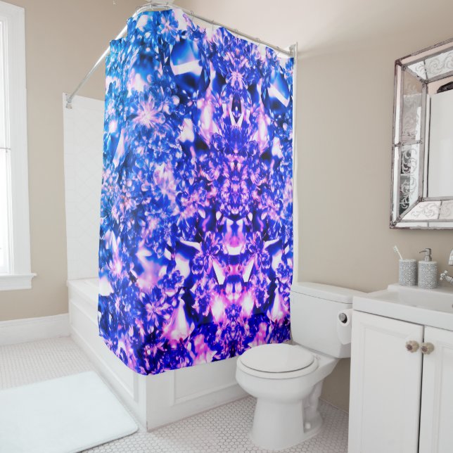Plush Purple Diamonds Shower Curtain (In Situ)