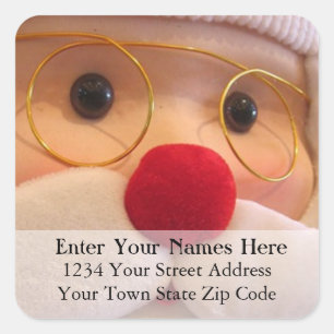 Plush Santa Christmas Return Address Label
