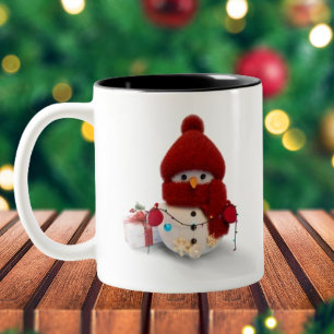 Plush Scarf Snowman Two-Tone Coffee Mug