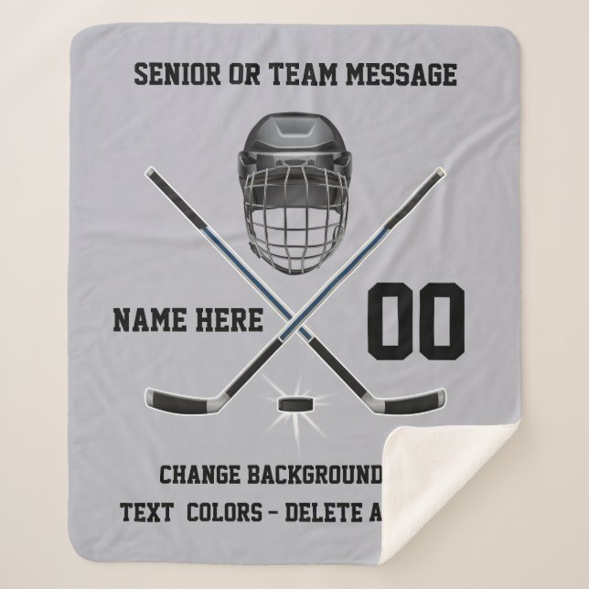Plush Sherpa Personalised HOCKEY Blankets (Front)