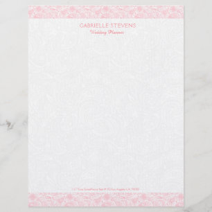 Plush white paisley with pink paisley stripes custom letterhead