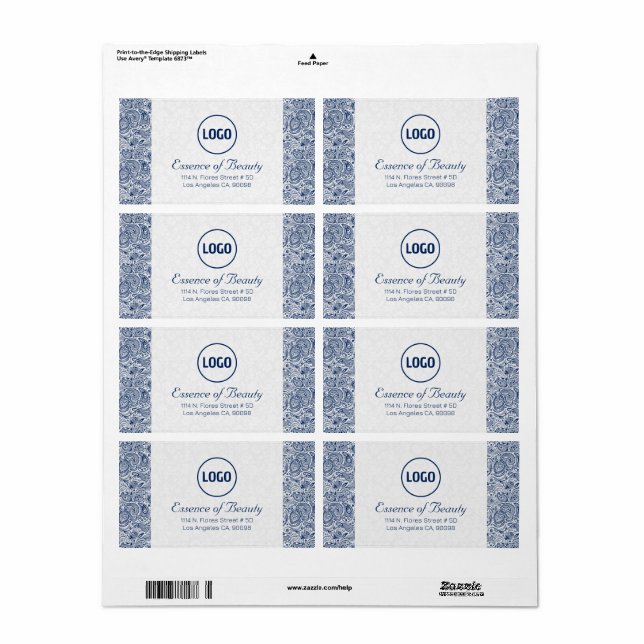 Plush White & Royal Blue Paisley Lace Frame (Full Sheet)