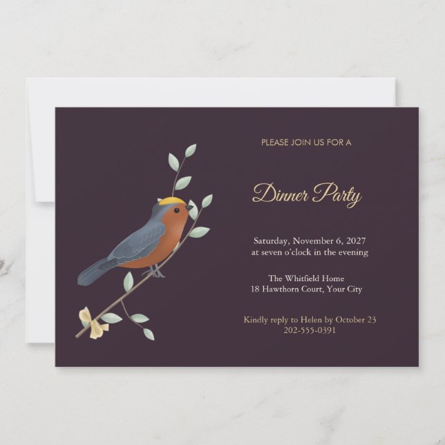 Plushcap Bird Dinner Party Invitation (Front)