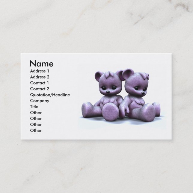 Plushie Pink Bears Business Card (Front)