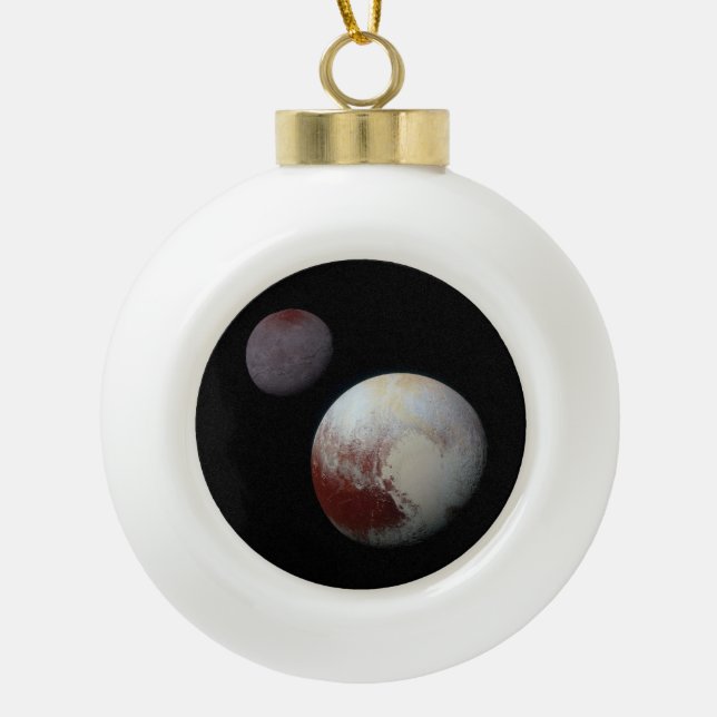 Pluto & Charon 9th or Dwarf Planet Solar System Ceramic Ball Christmas Ornament (Front)