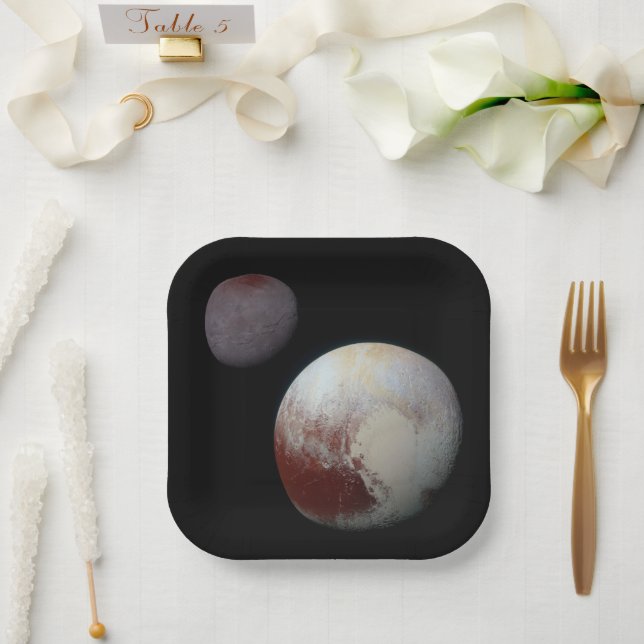 Pluto & Charon 9th or Dwarf Planet Solar System Paper Plate (Wedding)