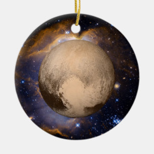 Pluto Heart Galaxy Nebula and Stars Ceramic Tree Decoration