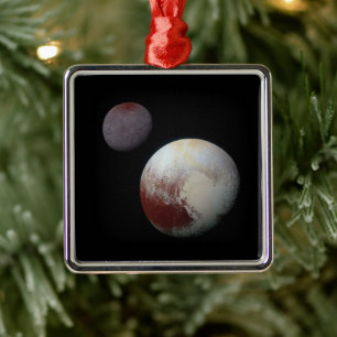 Pluto & Moon Charon by New Horizons NASA Metal Tree Decoration
