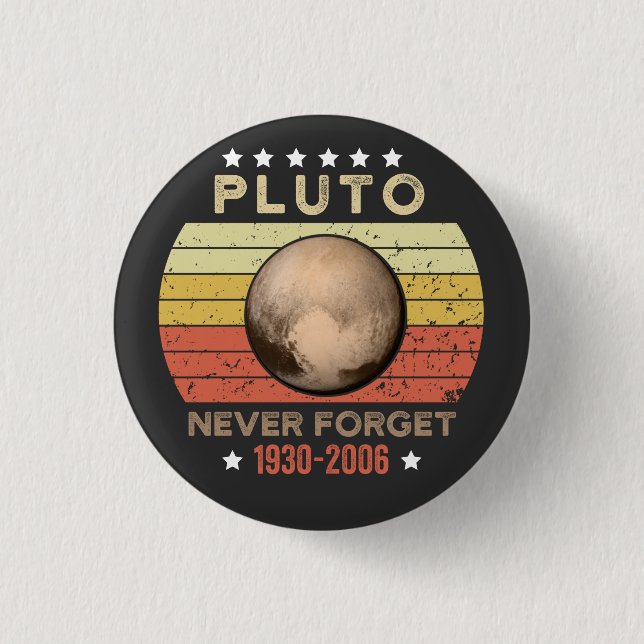 Pluto Never Forget 1930-2006 3 Cm Round Badge (Front)