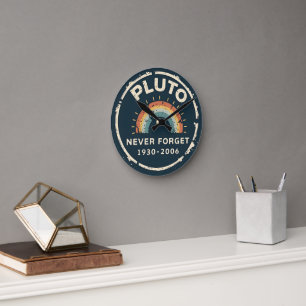 Pluto Never Forget 1930-2006 Vintage Retro Space Round Clock