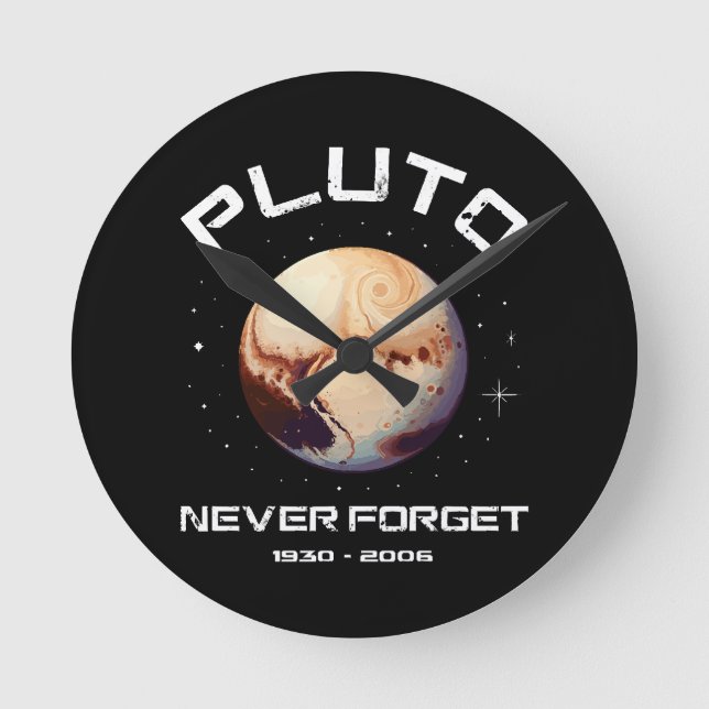 Pluto Never Forget Round Clock (Front)