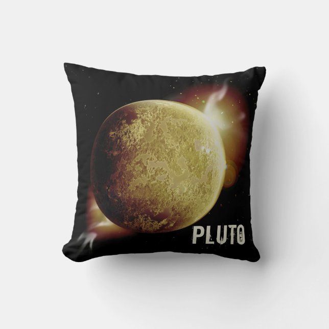 Pluto yellow planet 3d universe space illustration cushion (Front)
