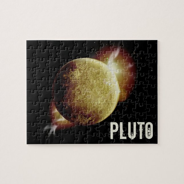 Pluto yellow planet 3d universe space illustration jigsaw puzzle (Horizontal)