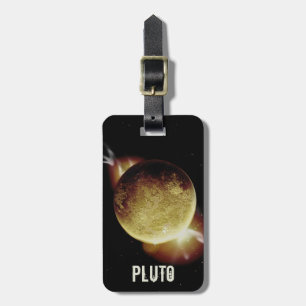 Pluto yellow planet 3d universe space illustration luggage tag