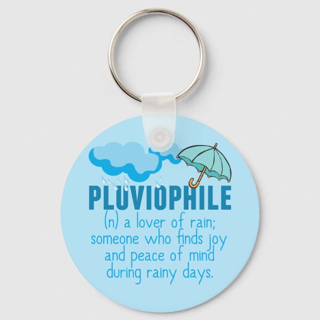 Pluviophile Rainy Day Lover Pretty Umbrella Key Ring (Front)