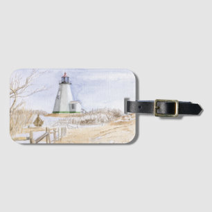 Plymought Lighthouse Watercolor Luggage Tag