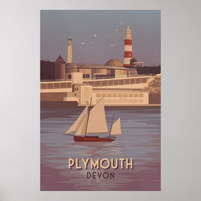 Plymouth Devon Travel Poster (Front)