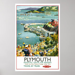 Plymouth Devon UK Great Britain Vintage Travel Poster