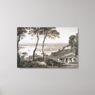 Plymouth Dock from Mount Edgecombe, from 'Cooke's Canvas Print