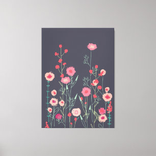 Plymouth Flowers Dark Boho Floral Painting Canvas Print