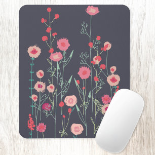 Plymouth Flowers Dark Boho Floral Painting Mouse Mat