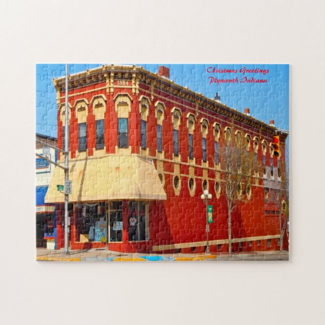 Plymouth Indiana Christmas Greetings Jigsaw Puzzle (Horizontal)