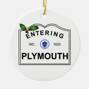 Plymouth MA Ceramic Tree Decoration