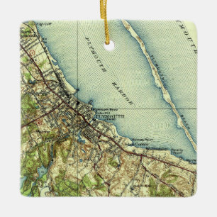 Plymouth MA Vintage Map Ceramic Ornament