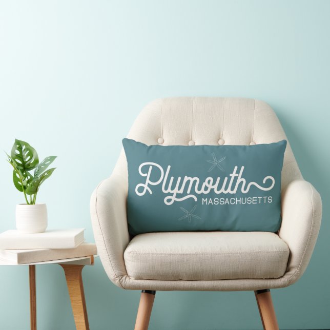 Plymouth Massachusetts Coastal Throw Pillow (Chair)