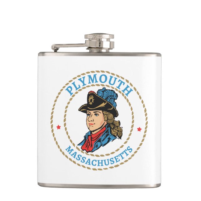 Plymouth Massachusetts Colonial Hip Flask (Front)