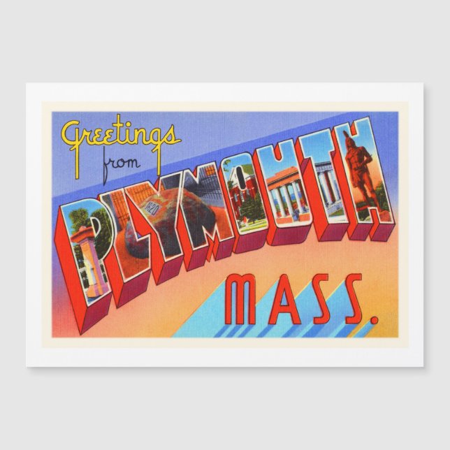 Plymouth Massachusetts MA Vintage Travel Souvenir (Front)