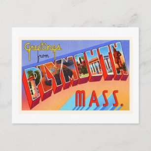 Plymouth Massachusetts MA Vintage Travel Souvenir Postcard