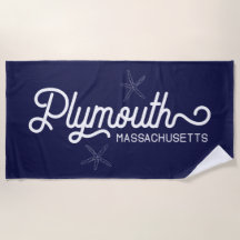 Plymouth Massachusetts Nautical Beach Towel