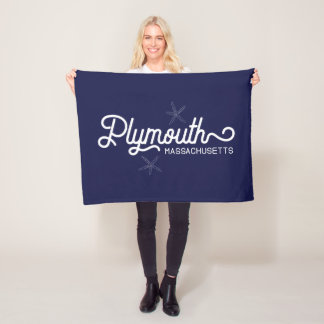 Plymouth Massachusetts Nautical Fleece Blanket