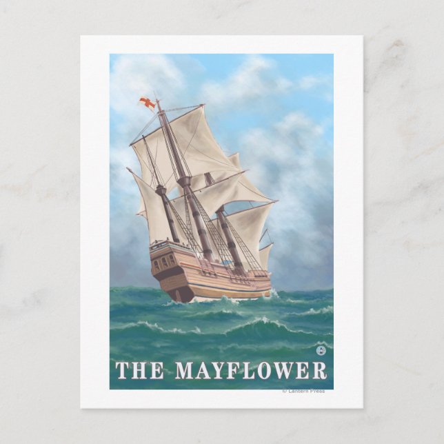 Plymouth, MassachusettsView of the Mayflower Postcard (Front)