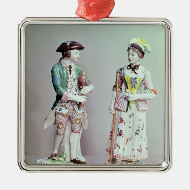 Plymouth porcelain shepherd and shepherdess metal tree decoration (Front)