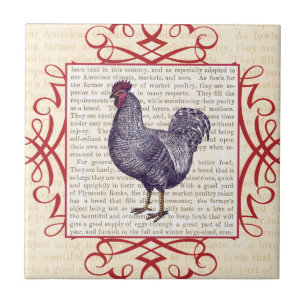 Plymouth Rock Rooster Vintage Poultry Farm Tile