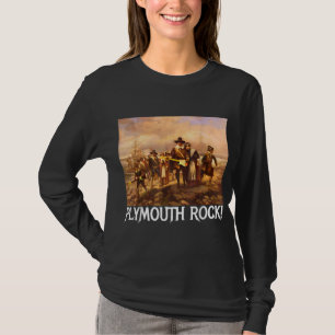 Plymouth Rock! Thanksgiving Pilgrims Rocking Guita T-Shirt