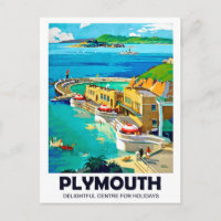 Plymouth, seaside landscape, vintage travel